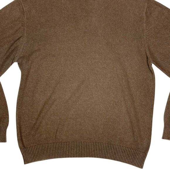 Oscar De La Renta Sweater Mens XL Brown Tight Knit Old Money Preppy Quarter Zip - Picture 7 of 14